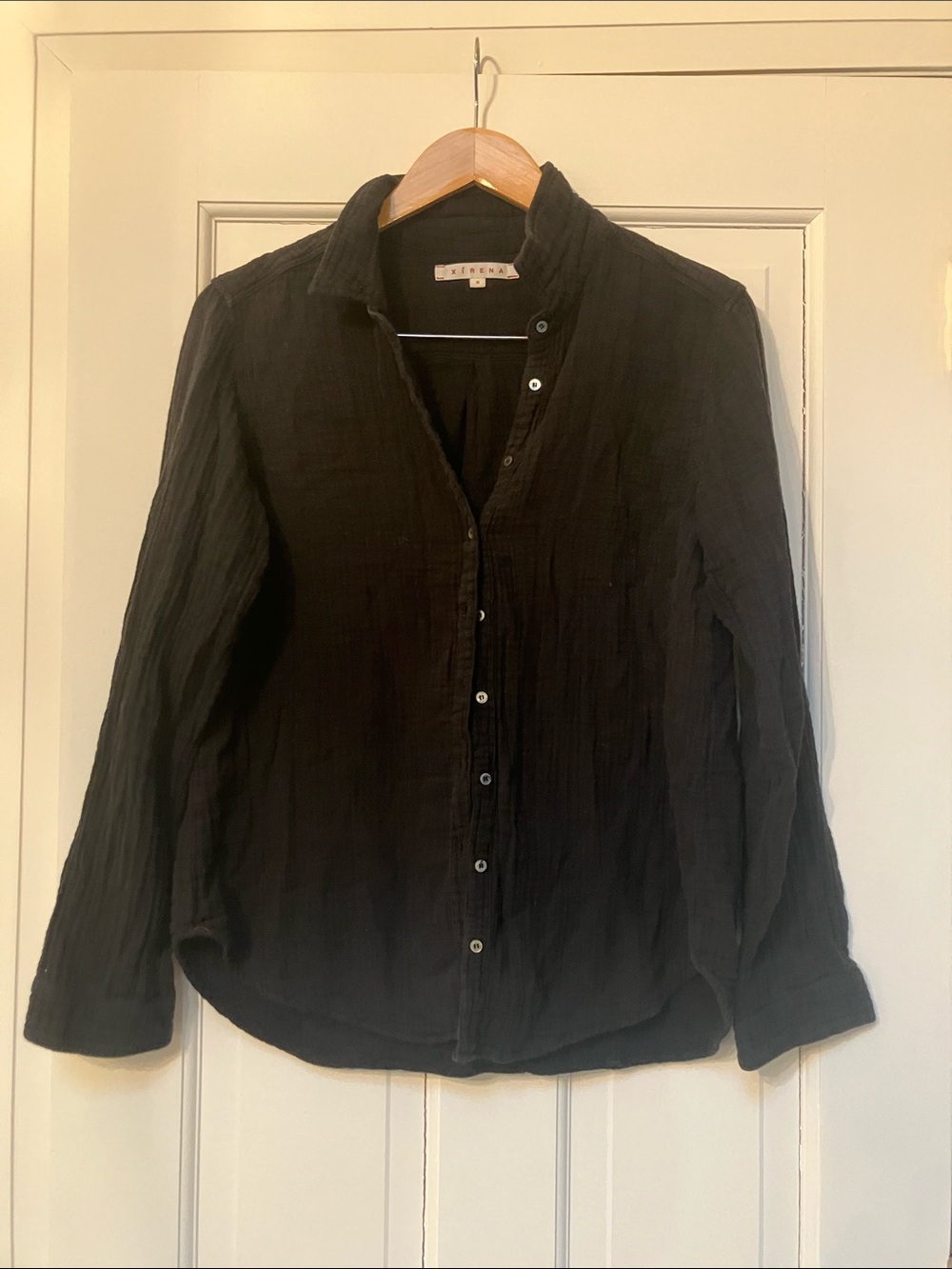 XiRENA Women's Black Muslim cotton Button-Down Shirt S
